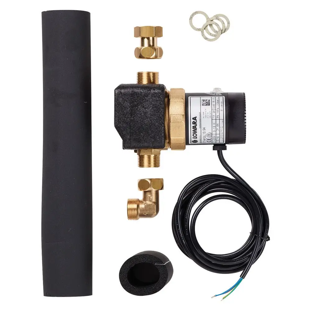 Zirkulationspumpe mit Zubehörteilen, darunter ein Motor, Fittings und Dichtungen, geeignet für die Installation im Heizsystem von Vaillant.